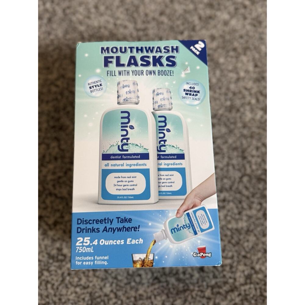 Fake Mouthwash Alcohol Flask For Cruise Liquor Kit Booze Go Pong